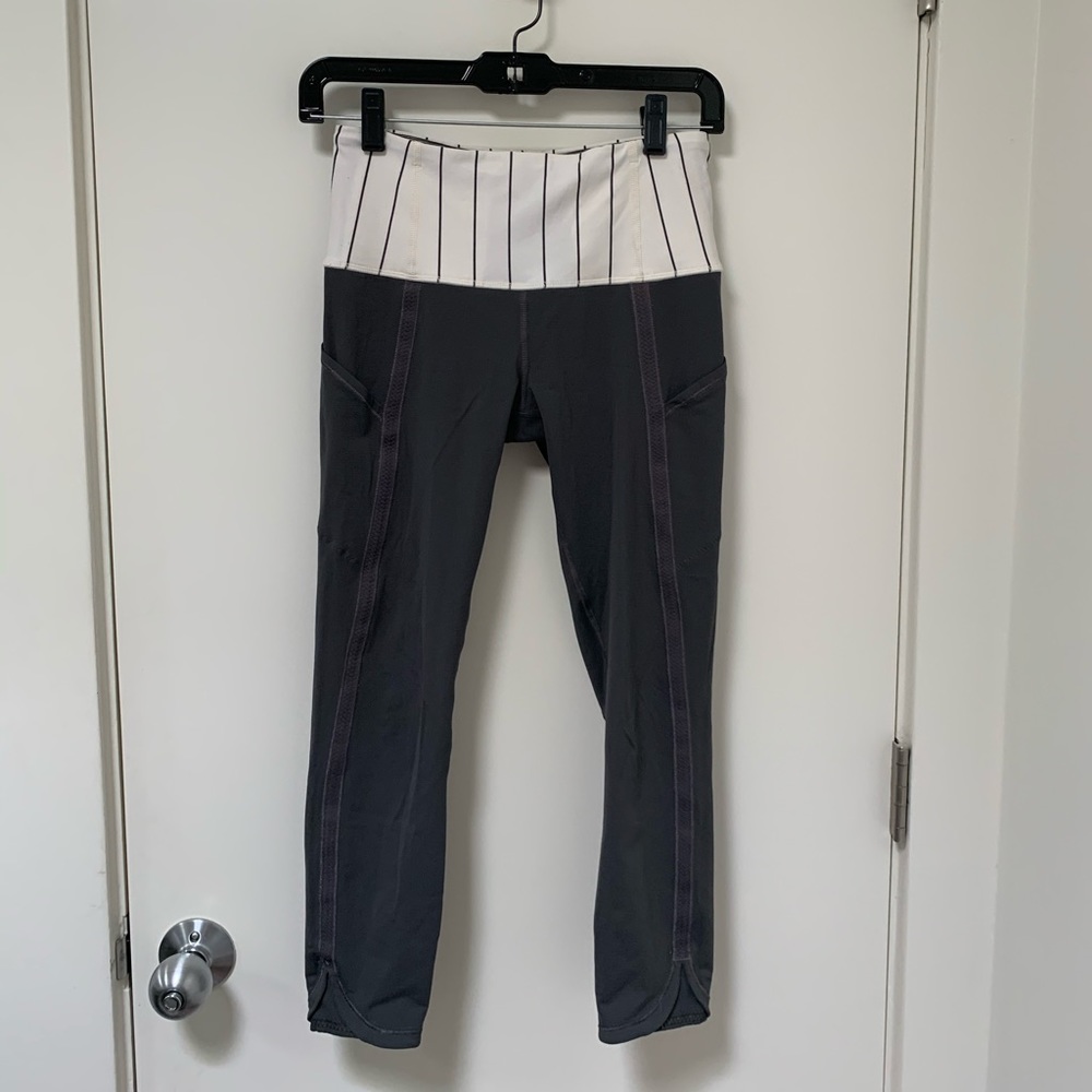 Lululemon Gray Leggings with white band